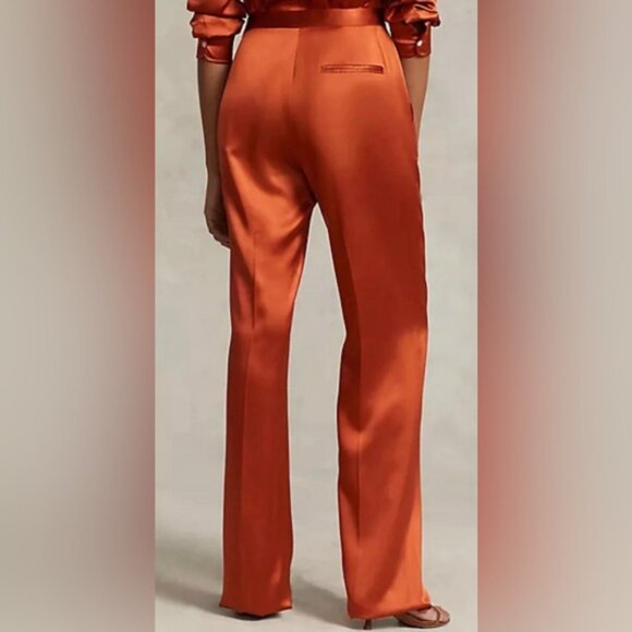 NWT POLO RALPH LAUREN 100% Silk Charmeuse Straight‎ Dress Pants Satin Size 00 - Picture 3 of 16